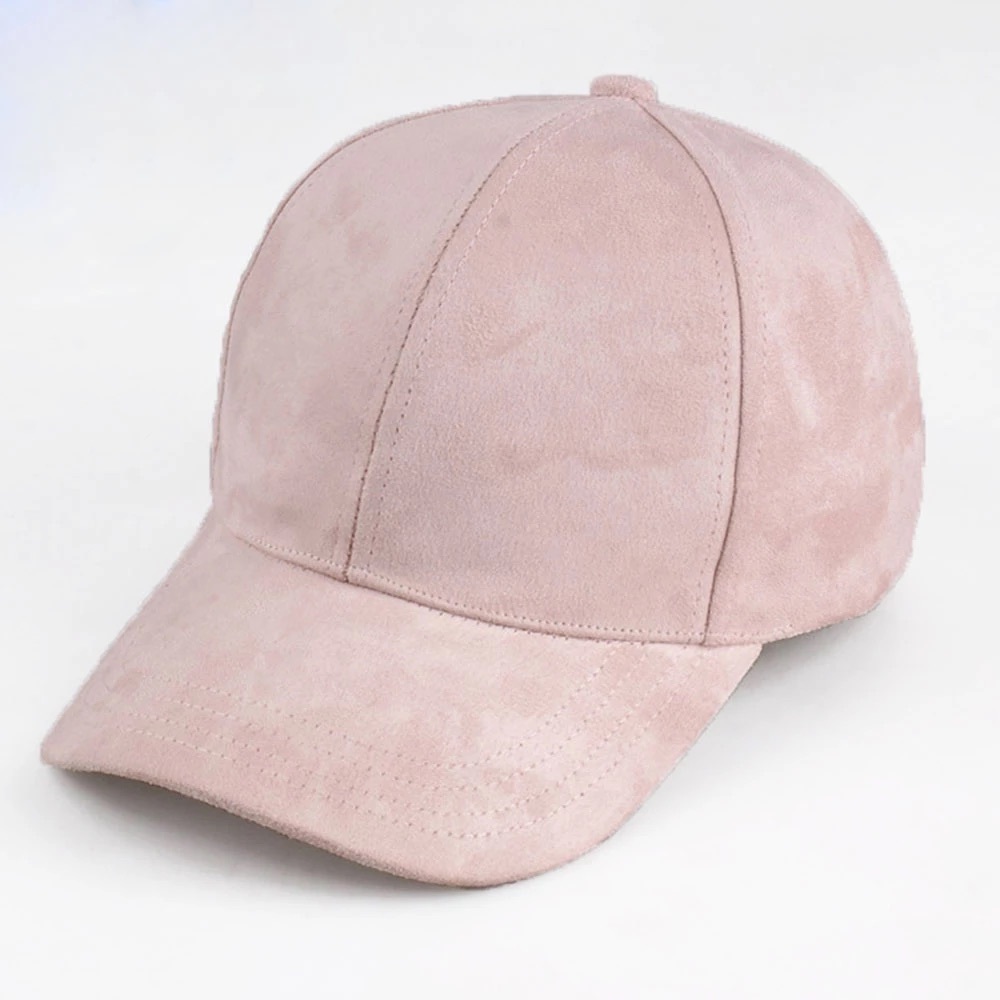 Light Pink Vegan Suede Baseball Cap with Adjustable Back